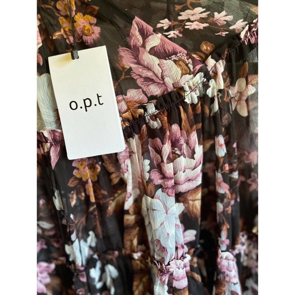 OPT One Pretty Time Tiered Floral Boho Blouse w Camisole - Picture 3 of 6